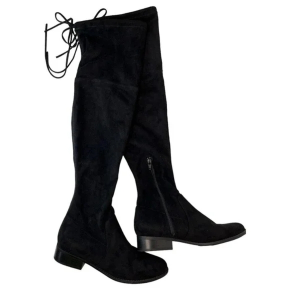 a new day Shoes - A New Day Women's Over the Knee Boots -Black Suede Top Tie Size 8.5 NEW